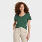 Women's Short Sleeve V-neck Voop T-shirt - A New Day Green