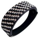 Zirconite Hinged Bangle With Crystals - Black, Women's, Black/silver