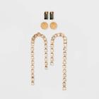 Gold With Cup Chain Drop Earring Set 3pc - A New Day Black