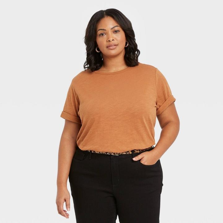 Women's Plus Size Short Sleeve T-shirt - Ava & Viv Rust