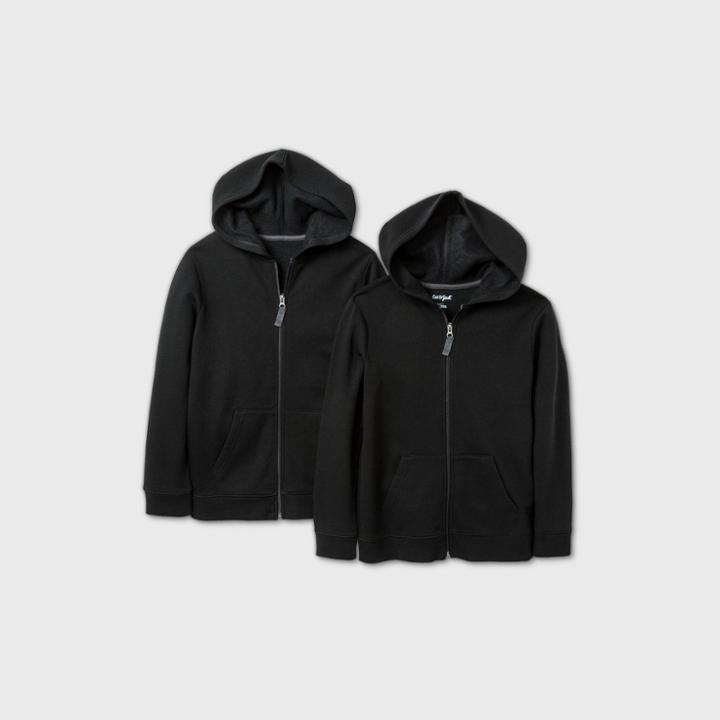 Boys' 2pk Fleece Zip-up Hoodie - Cat & Jack Black