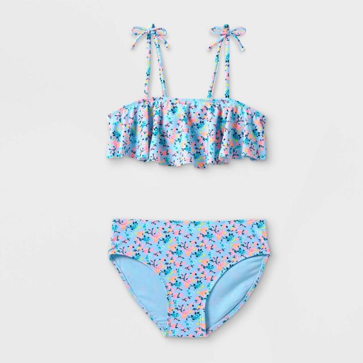 Girls' Disty Floral Flounce Bikini Set- Art Class