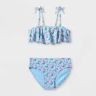 Girls' Disty Floral Flounce Bikini Set- Art Class