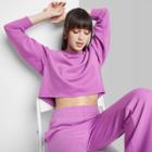 Women's Raw Hem Cropped Sweatshirt - Wild Fable Vibrant Purple