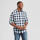 Men's Big & Tall Plaid Standard Fit Cotton Slub Long Sleeve Button-down Shirt - Goodfellow & Co