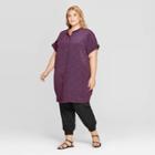 Target Women's Plus Size Banded Collared Short Sleeve Tunic Dress - Prologue Night Blue X