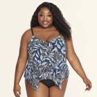 Women's Slimming Control Drapey Tankini Top - Dreamsuit By Miracle Brands Gray Floral