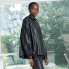 Women's Long Sleeve Faux Leather Button-down Shirt - Prologue Black