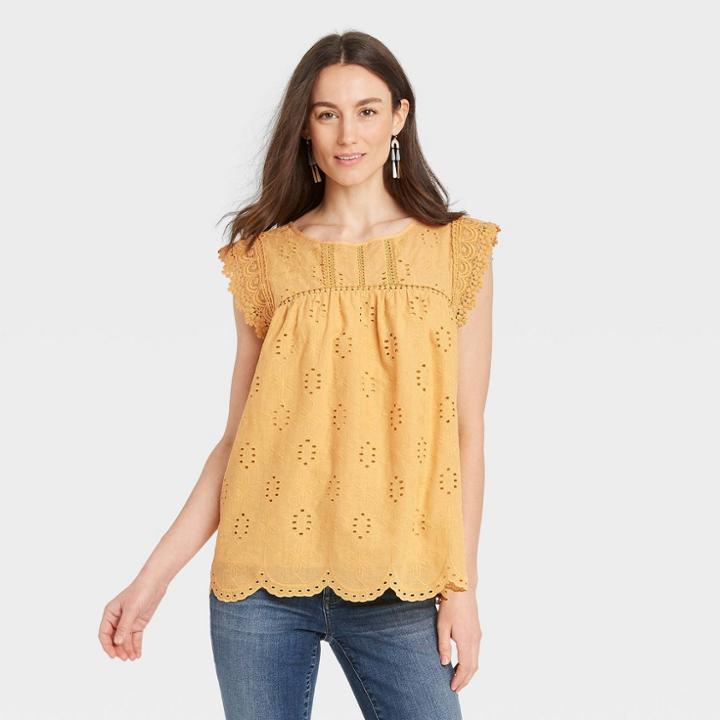 Women's Eyelet Tank Top - Knox Rose Yellow