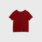 Women's Plus Size Short Sleeve Slim Fit V-neck Essential T-shirt - Ava & Viv Dark Red