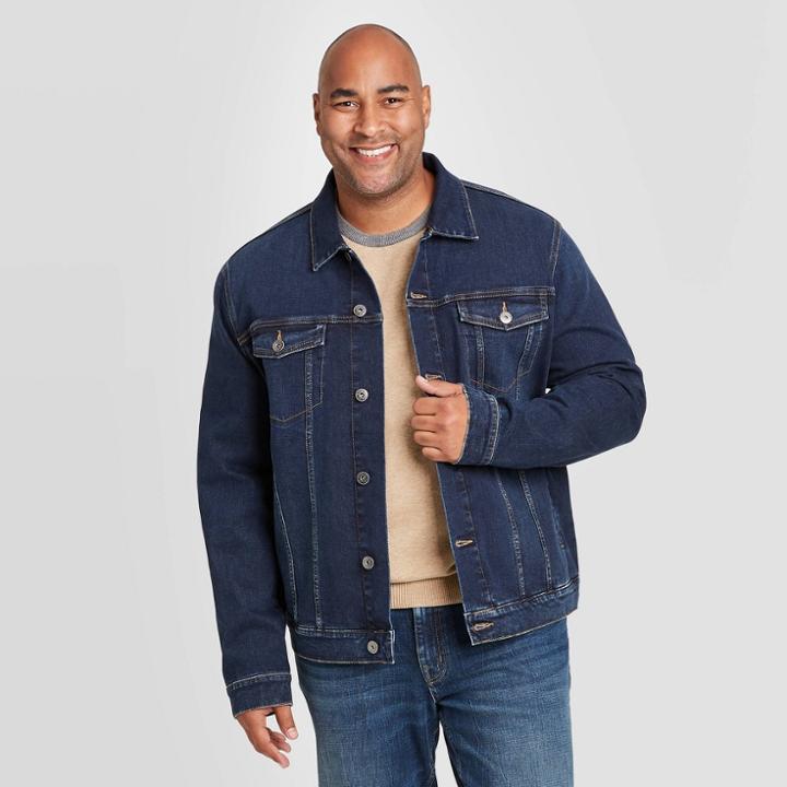 Men's Tall Trivia Trucker Jacket - Goodfellow & Co Dark Blue
