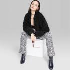 Women's Faux Fur Topper Jacket - Wild Fable Black