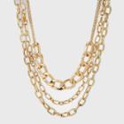 Multi Row Layered Chain Linked Necklace - A New Day Gold