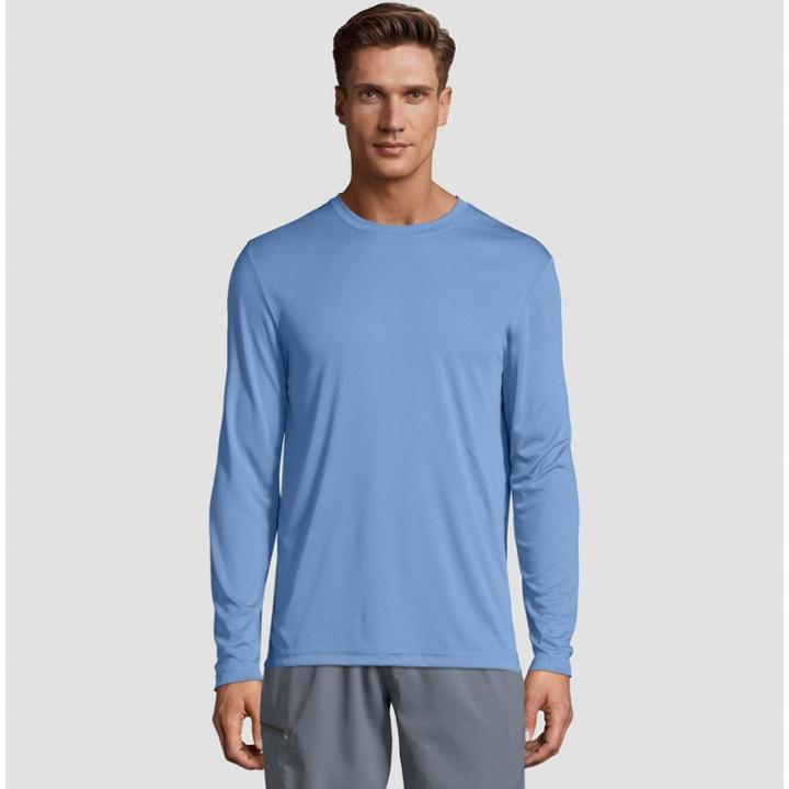 Hanes Men's Big & Tall Long Sleeve Cooldri Performance T-shirt -light Blue 3xl,