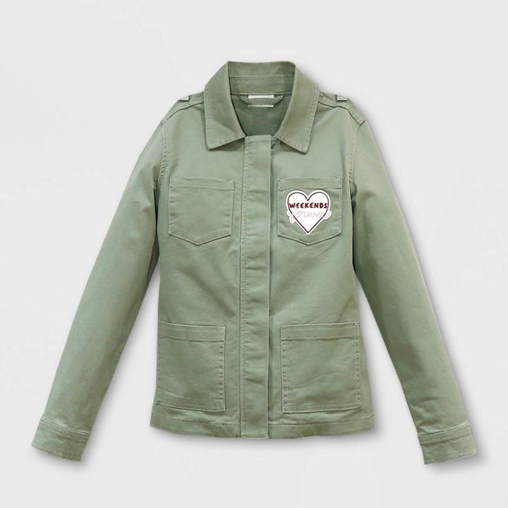 Girls' Patch Utility Shirt Jacket - Cat & Jack Green
