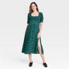 The Nines By Hatch Elbow Sleeve Ruched Maternity Dress Green Floral