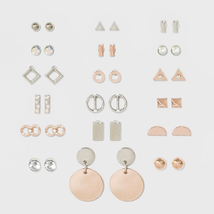 Mixed Geometric Shape Multi Earring Set 18ct - Wild Fable,