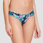 Women's Wave Ruffle Cheeky Bikini Bottom - Shade & Shore Navy Tropical