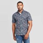Men's Floral Print Slim Fit Short Sleeve Poplin Button-down Shirt - Goodfellow & Co Blue S, Men's,