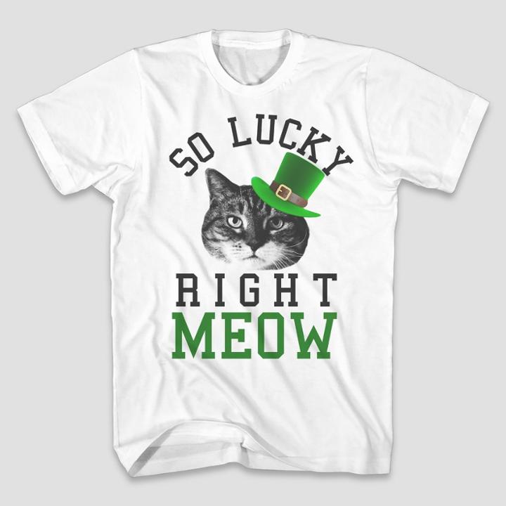 Mad Engine Men's Short Sleeve Irish Cat Graphic T-shirt - White