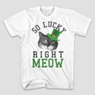 Mad Engine Men's Short Sleeve Irish Cat Graphic T-shirt - White