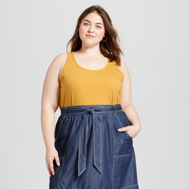 Women's Plus Size Lafayette Knit Tank - Universal Thread Gold