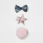 Girls' 3pk Glitter Pom Salon Clips - Cat & Jack,