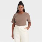 Women's Plus Size Short Sleeve T-shirt - Universal Thread Tan