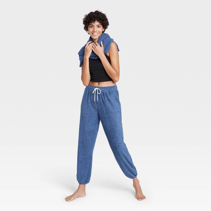 Women's Reverse Fleece Lounge Joggers - Colsie Blue