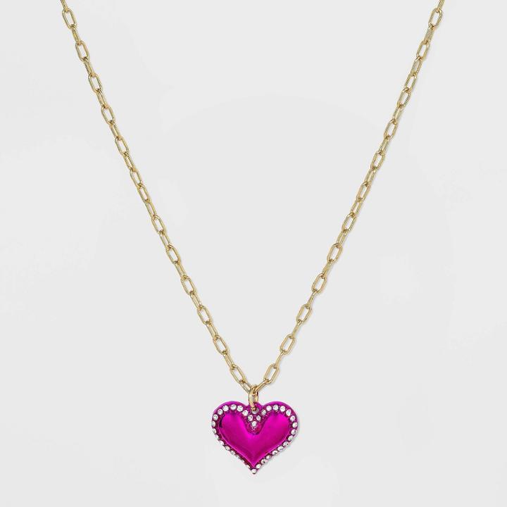 Sugarfix By Baublebar Metallic Heart Pendant Necklace - Pink