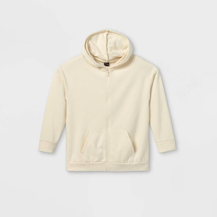 Girls' Oversized Zip-up Sweatshirt - Art Class Cream