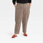 Women's Plus Size High-rise Utility Ankle Pants - A New Day Dark Brown