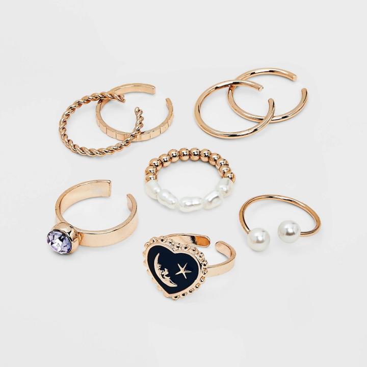 Girls' 8pk Celestial Ring Set - Art Class , Gold