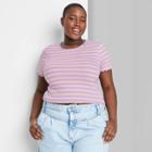 Women's Plus Size Short Sleeve Lettuce Edge Baby T-shirt - Wild Fable Purple
