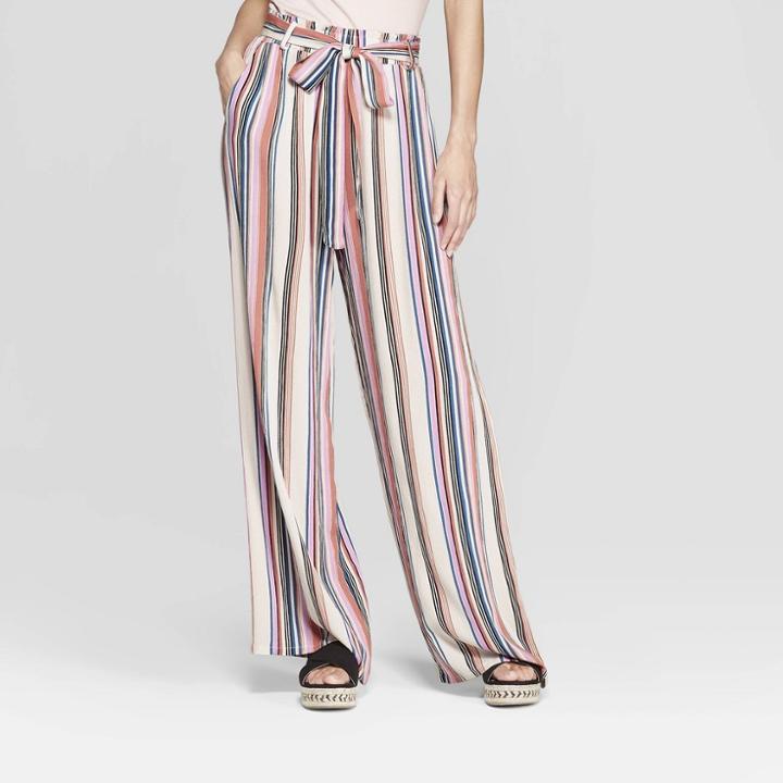 Women's Striped Tie Front Palazzo Pants - Xhilaration Xs,