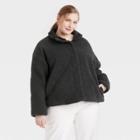 Women's Plus Size Quilted Sherpa Jacket - Universal Thread Hematite Black
