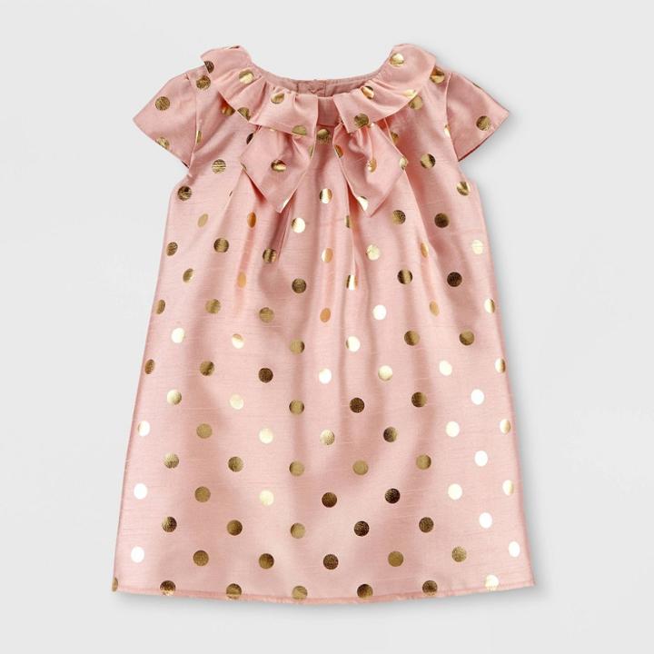 Toddler Girls' Holiday Dot Dress - Just One You Made By Carter's Peach 4t, Girl's, Pink