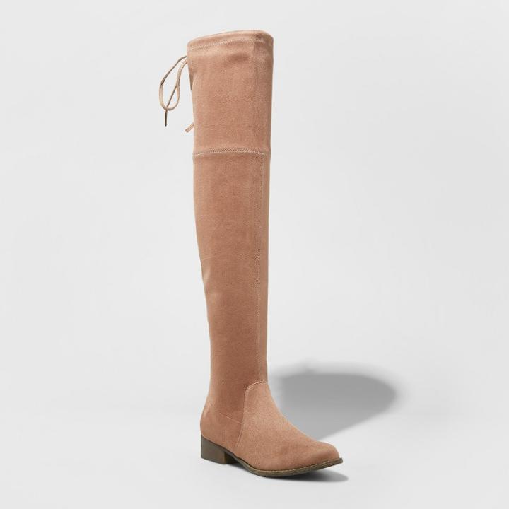 Women's Sidney Wide Width Over The Knee Sock Boots - A New Day Taupe (brown) 8.5w,