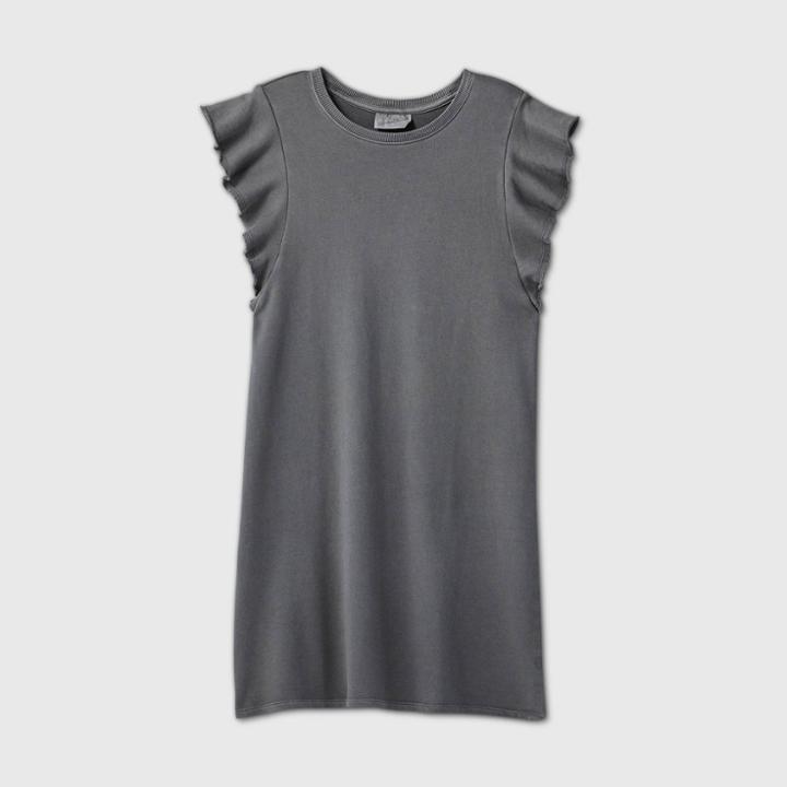Women's Flutter Short Sleeve T-shirt Dress - Universal Thread Gray