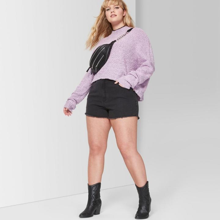Women's Plus Size High-rise Cutoff Jean Shorts - Wild Fable Black