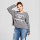 Fifth Sun Women's Plus Size Allergic To Mornings Graphic Pullover Sweatshirt - Fifth
