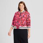 Women's Plus Size Varsity Bomber Jacket - Who What Wear Orange Floral