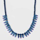 Rhinestone Collar Statement Necklace - A New Day Blue