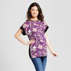 Macherie Maternity Floral Print Short Sleeve Off The Shoulder Top - Ma Cherie Purple