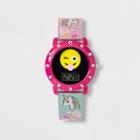 Accutime Girls' Emoji Dial Lcd Watch - Pink,