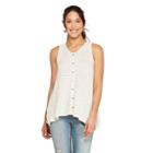 Women's Striped V-neck Knit Tank Top With Crochet Yoke - Knox Rose Cream