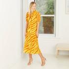 Women's Zebra Print Puff Elbow Sleeve Dress - Who What Wear Yellow