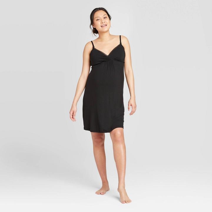 Maternity Drop Cup Nursing Chemise - Isabel Maternity By Ingrid & Isabel Black