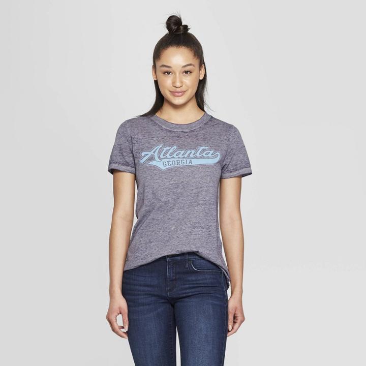 Modern Lux Women's Casual Fit Short Sleeve Atlanta Script Graphic T-shirt - Modern