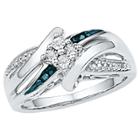 Distributed By Target 1/20 Ct. T.w. Round Diamond Prong, Miracle And Nick Set Fashion Ring Sterling Silver - Blue/white